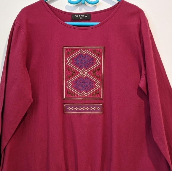 GRACILA burgundy boho dress 3XL SEE MEASUREMENT - Picture 3 of 5